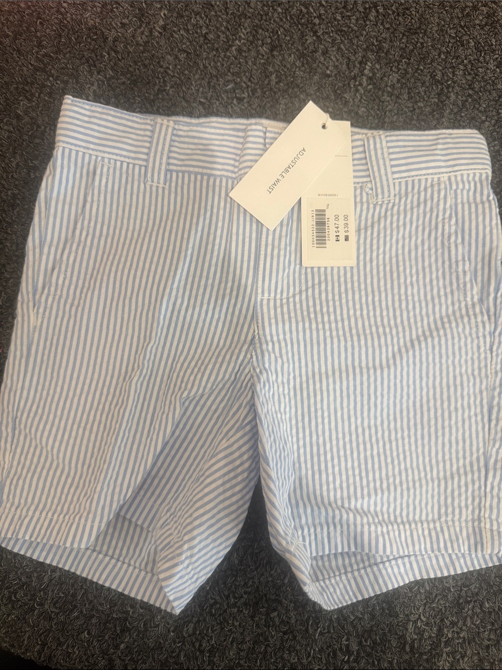 Janie and Jack Blue and White Seersucker Stripe Shorts